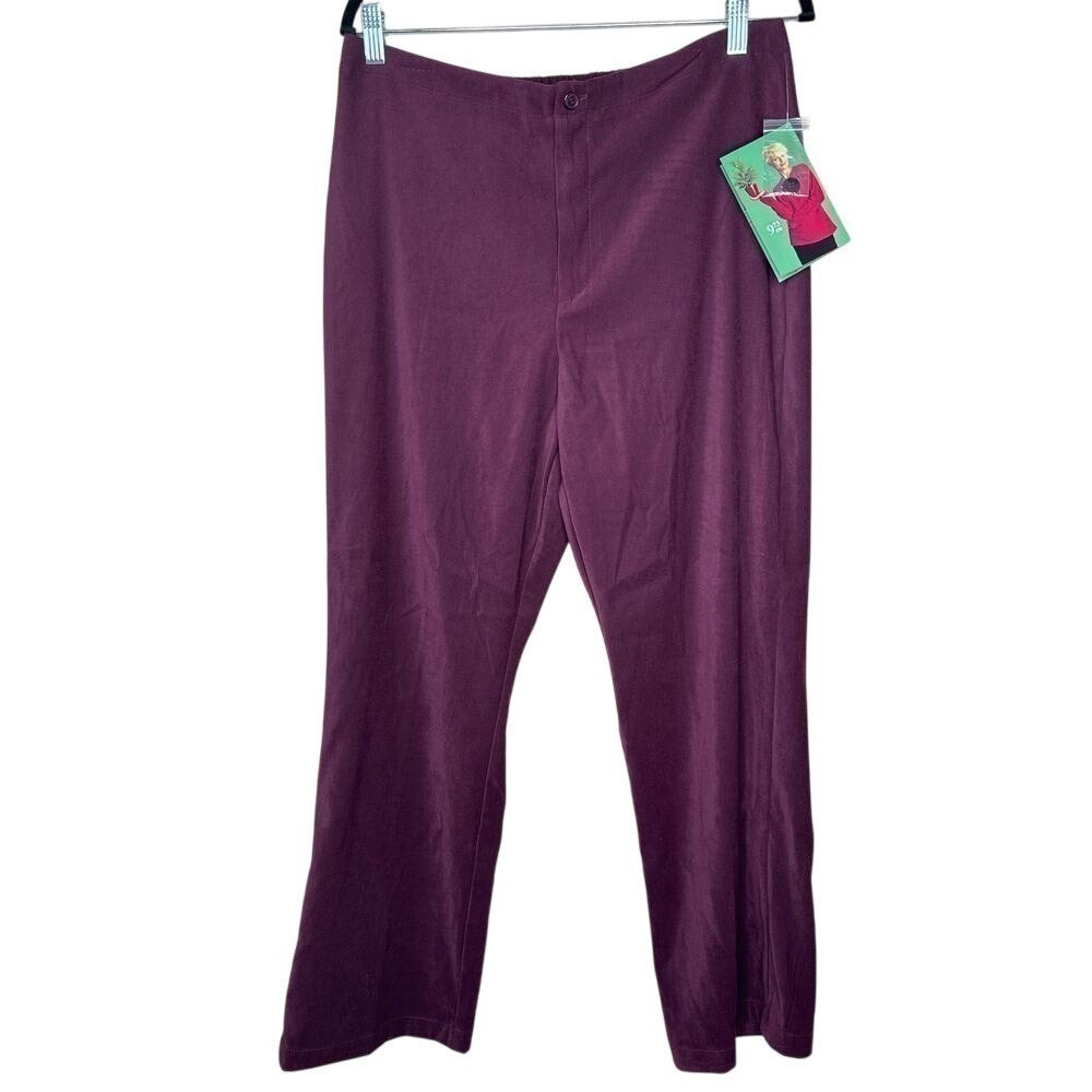 White Stag Petite Women 16P Pants Harvest Wine Purple Elastic Back Straight Leg